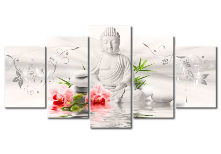 Canvas Print White Buddha and orchid 55624