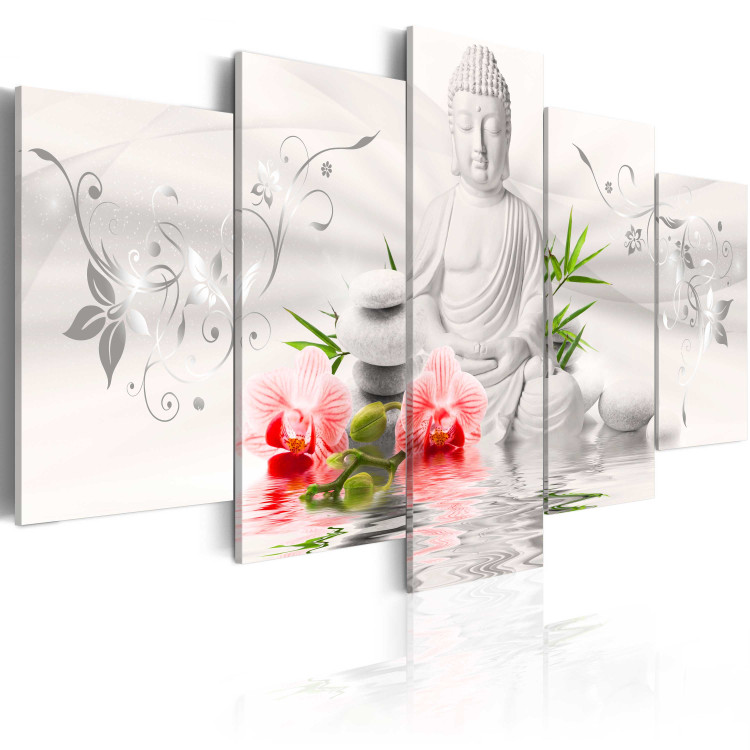 Canvas Print White Buddha and orchid 55624 additionalImage 2