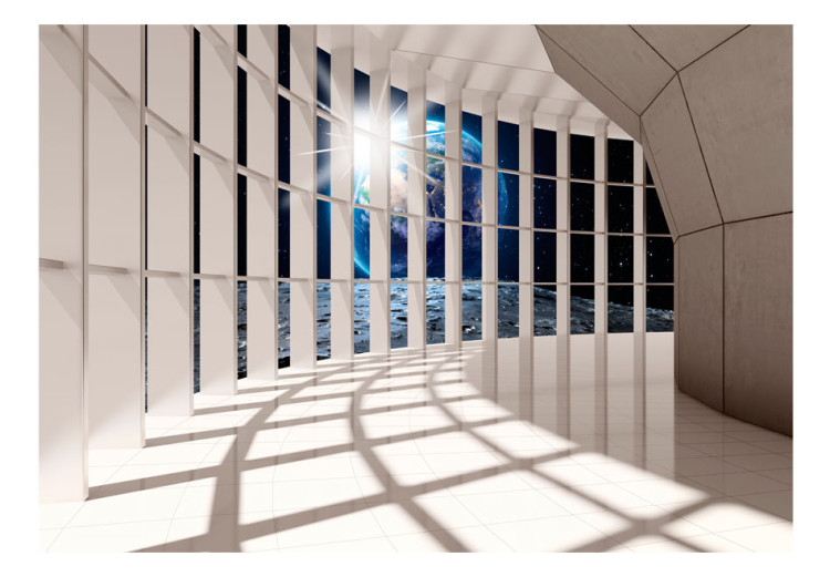 Wall Mural Lunar walkway - modern architecture in white on a cosmic background 72524 additionalImage 1