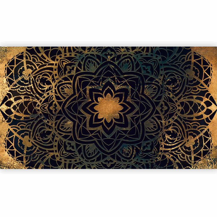 Photo Wallpaper Symmetrical pattern - black and gold flower motif in oriental style 90424 additionalImage 1
