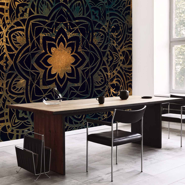 Photo Wallpaper Symmetrical pattern - black and gold flower motif in oriental style 90424 additionalImage 7