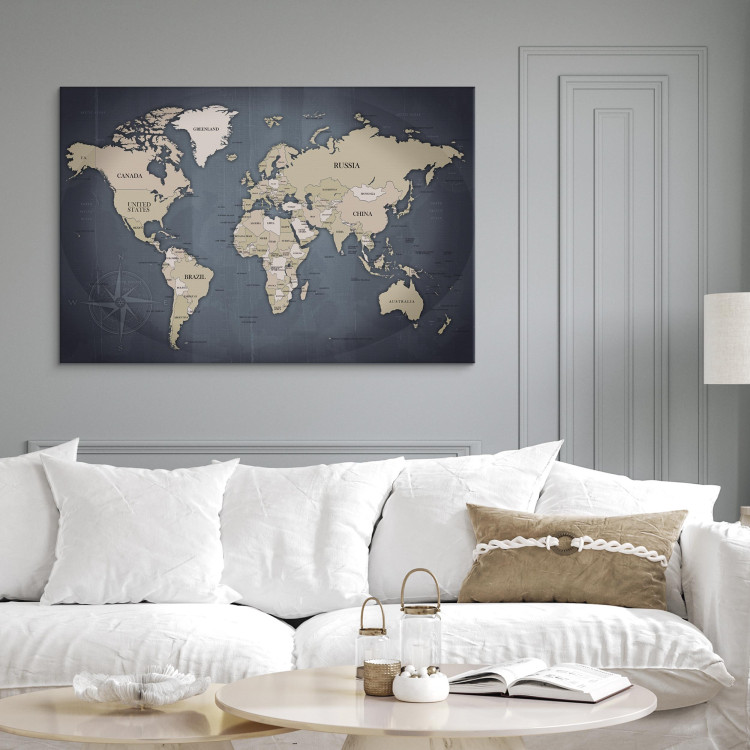 Canvas Art Print World Map: Shades of Grey 91924 additionalImage 3