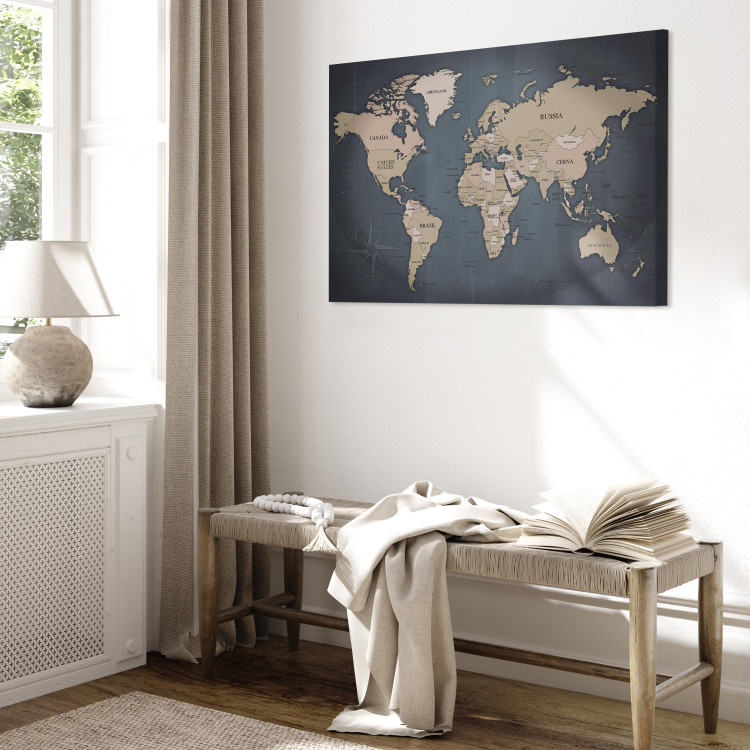 Canvas Art Print World Map: Shades of Grey 91924 additionalImage 4