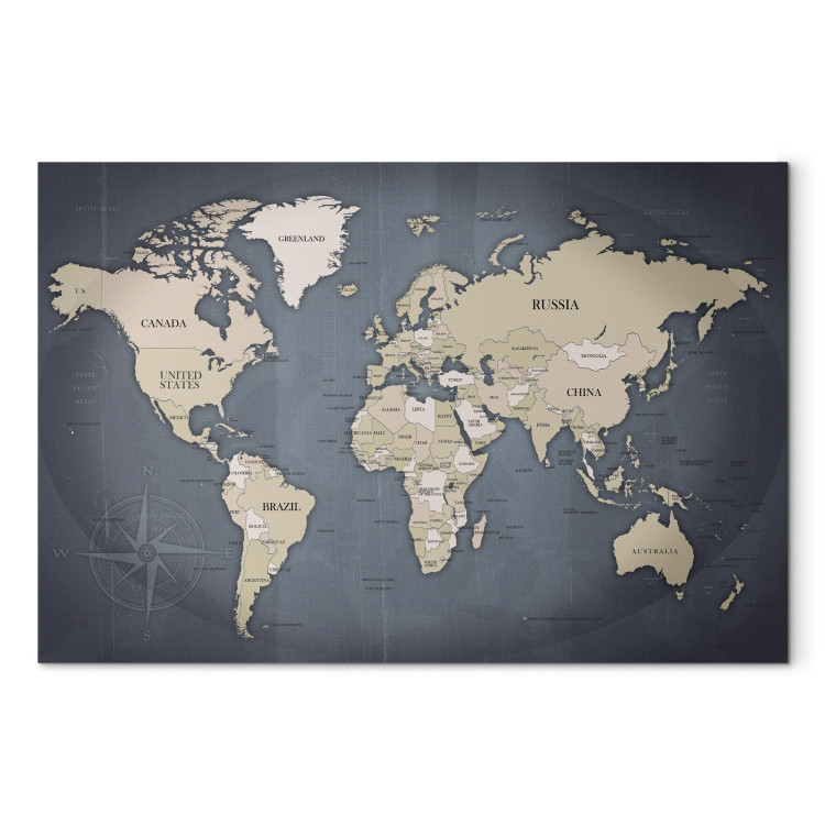 Canvas Art Print World Map: Shades of Grey 91924 additionalImage 7
