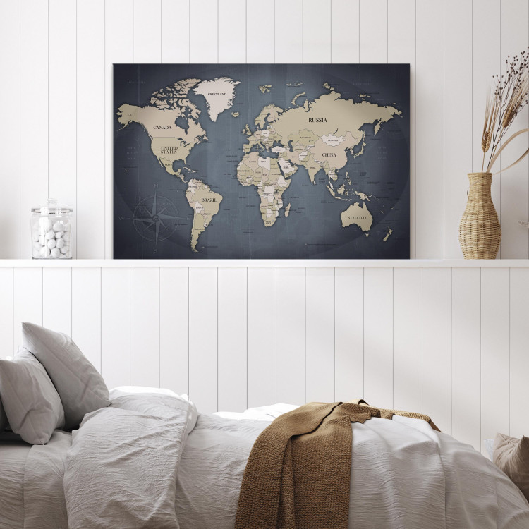 Canvas Art Print World Map: Shades of Grey 91924 additionalImage 5