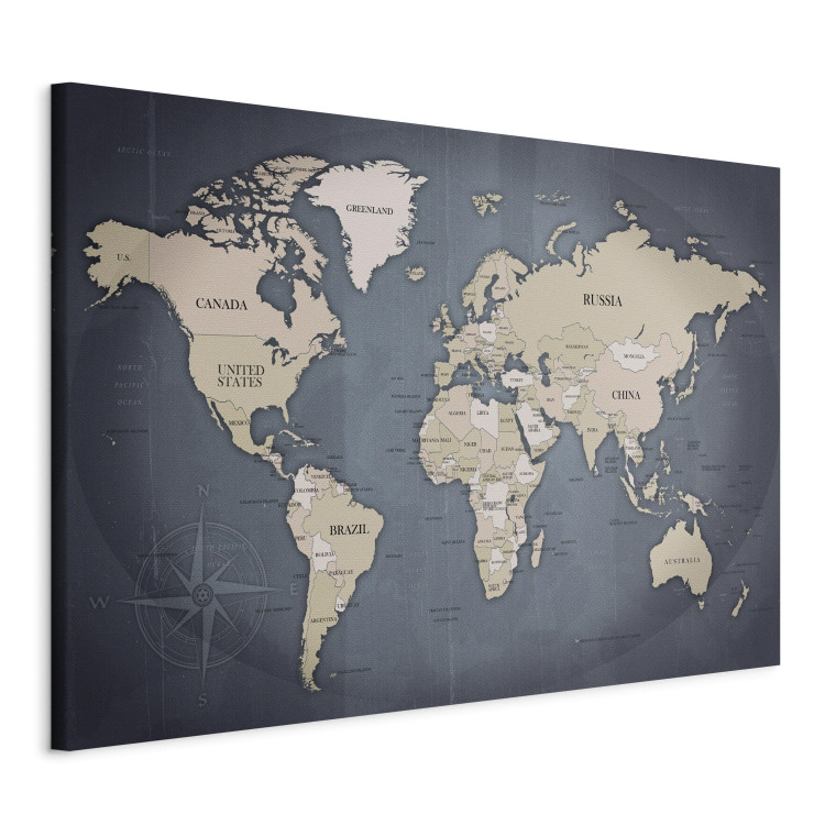 Canvas Art Print World Map: Shades of Grey 91924 additionalImage 2