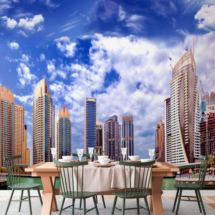 Wall Mural Dubai - white clouds against architecture with modern skyscrapers 99124 additionalImage 6