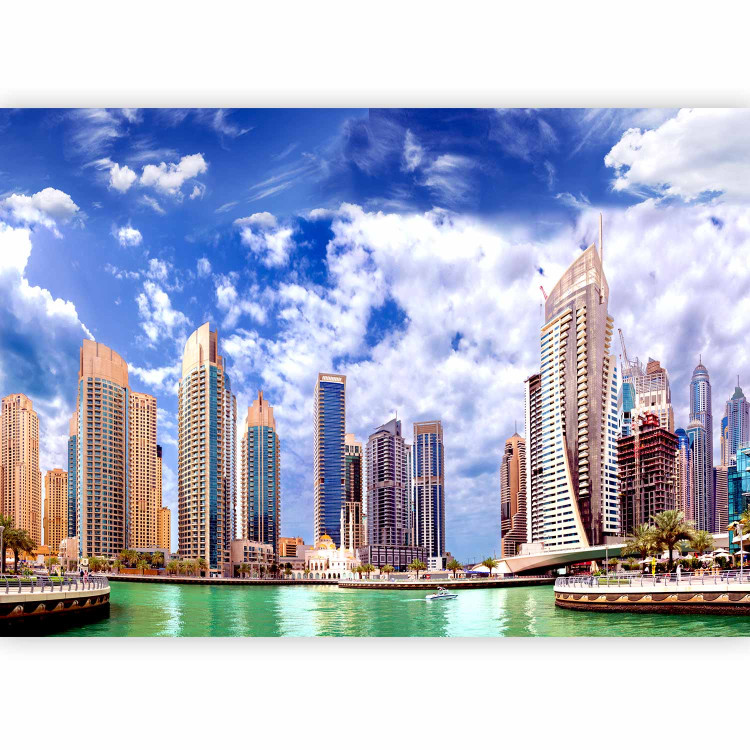 Wall Mural Dubai - white clouds against architecture with modern skyscrapers 99124 additionalImage 1