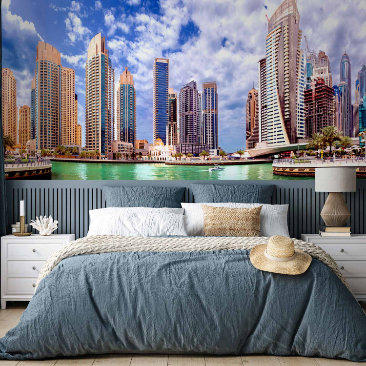 Wall Mural Dubai - white clouds against architecture with modern skyscrapers 99124 additionalImage 2