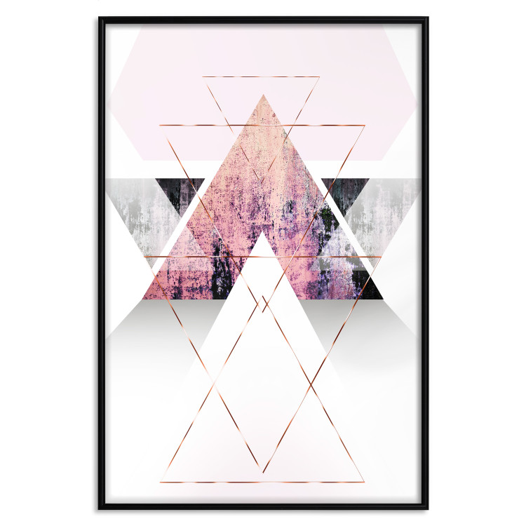 Poster Gateway to Paradise - geometric abstraction in triangles with a touch of pink 114434 additionalImage 24