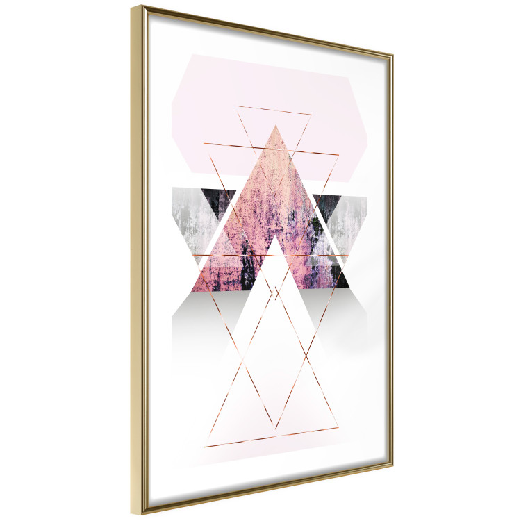 Poster Gateway to Paradise - geometric abstraction in triangles with a touch of pink 114434 additionalImage 8