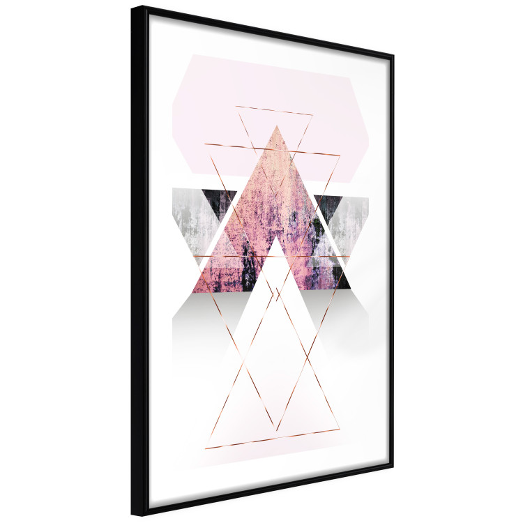 Poster Gateway to Paradise - geometric abstraction in triangles with a touch of pink 114434 additionalImage 11