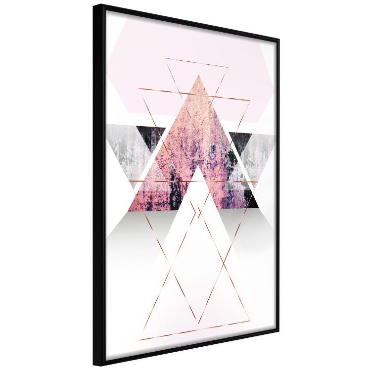 Poster Gateway to Paradise - geometric abstraction in triangles with a touch of pink 114434 additionalImage 12
