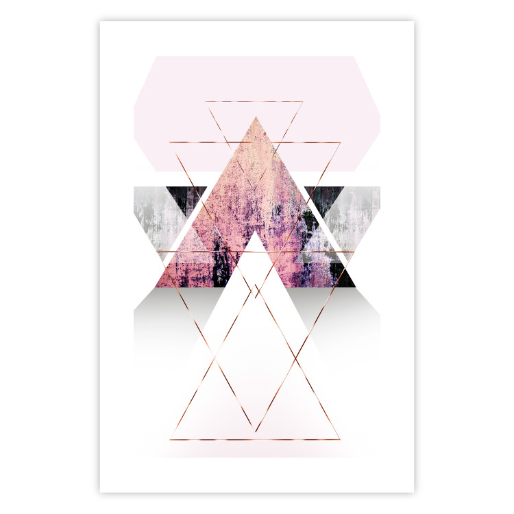 Poster Gateway to Paradise - geometric abstraction in triangles with a touch of pink 114434 additionalImage 19