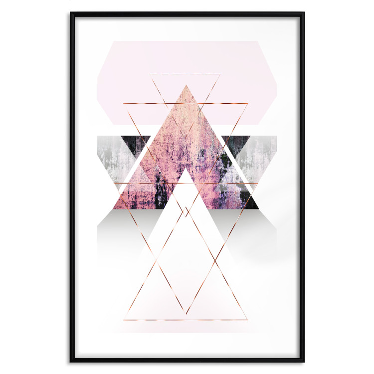 Poster Gateway to Paradise - geometric abstraction in triangles with a touch of pink 114434 additionalImage 17