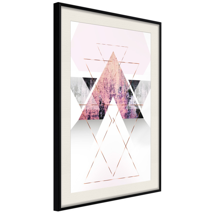 Poster Gateway to Paradise - geometric abstraction in triangles with a touch of pink 114434 additionalImage 3