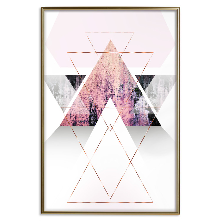 Poster Gateway to Paradise - geometric abstraction in triangles with a touch of pink 114434 additionalImage 20