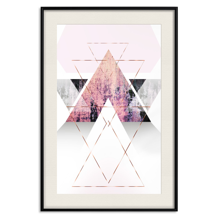 Poster Gateway to Paradise - geometric abstraction in triangles with a touch of pink 114434 additionalImage 18