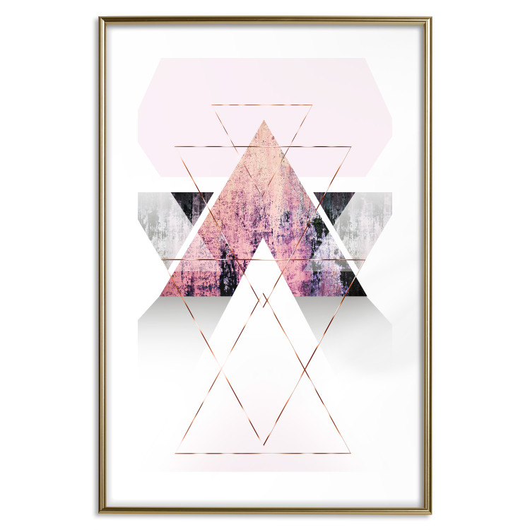 Poster Gateway to Paradise - geometric abstraction in triangles with a touch of pink 114434 additionalImage 14