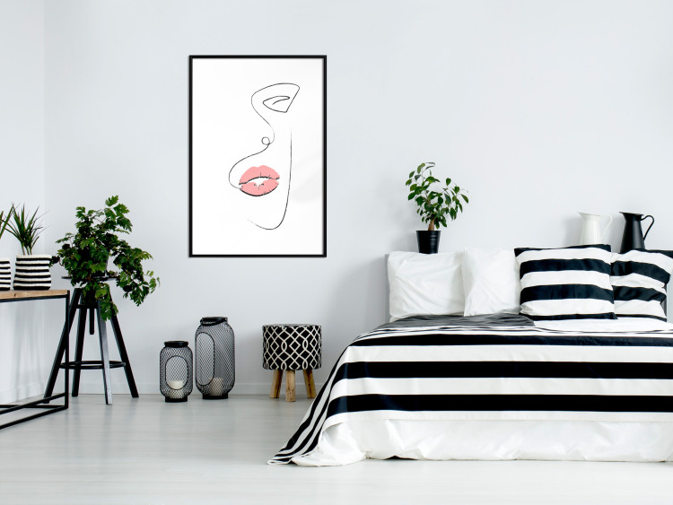 Wall Poster Full Lips - black and white composition with a woman's face and pink lipstick 115234 additionalImage 7