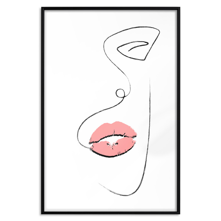 Wall Poster Full Lips - black and white composition with a woman's face and pink lipstick 115234 additionalImage 18
