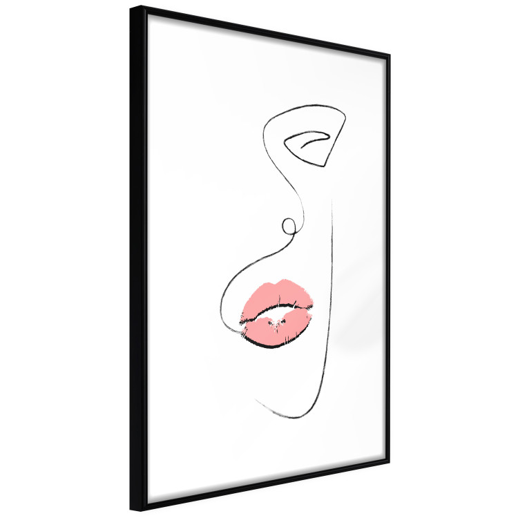 Wall Poster Full Lips - black and white composition with a woman's face and pink lipstick 115234 additionalImage 12