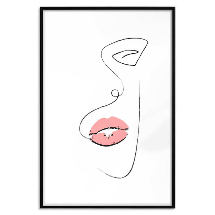 Wall Poster Full Lips - black and white composition with a woman's face and pink lipstick 115234 additionalImage 15