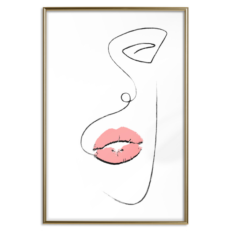 Wall Poster Full Lips - black and white composition with a woman's face and pink lipstick 115234 additionalImage 16