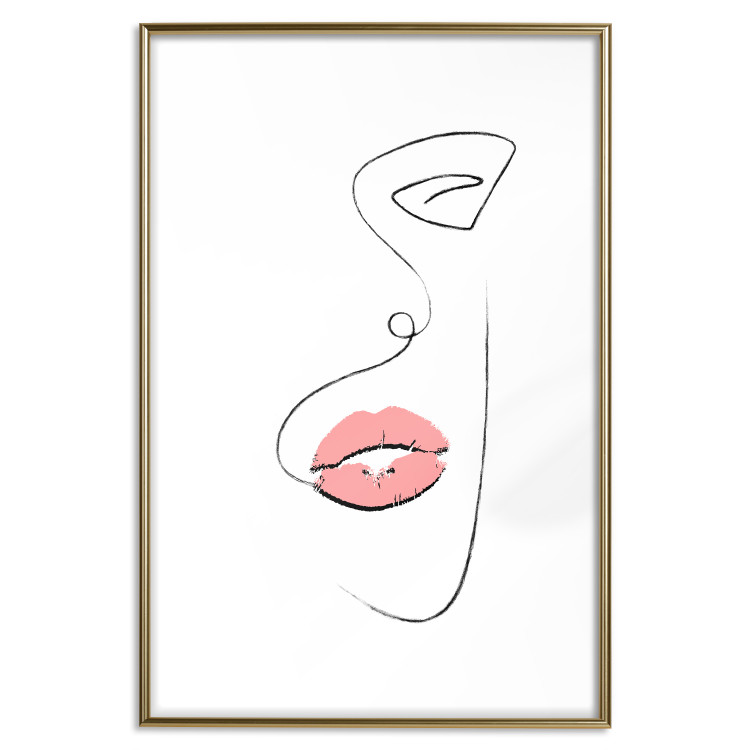 Wall Poster Full Lips - black and white composition with a woman's face and pink lipstick 115234 additionalImage 14