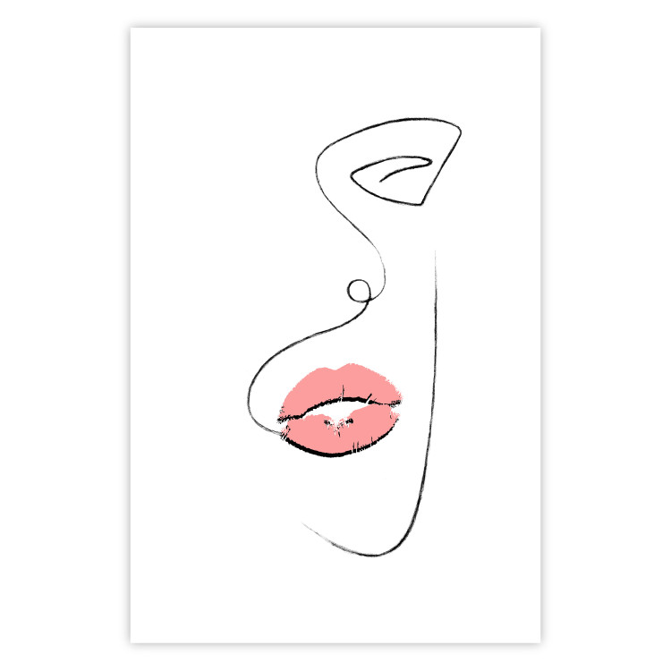 Wall Poster Full Lips - black and white composition with a woman's face and pink lipstick 115234 additionalImage 19
