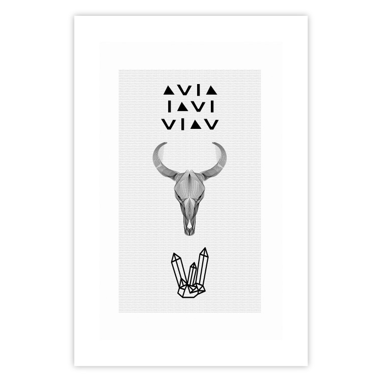 Wall Poster Animal Skull - black and white composition with texts and crystals 117334 additionalImage 19