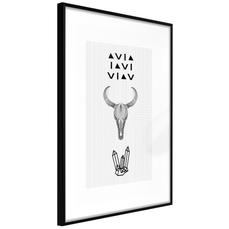 Wall Poster Animal Skull - black and white composition with texts and crystals 117334 additionalImage 11