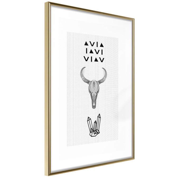 Wall Poster Animal Skull - black and white composition with texts and crystals 117334 additionalImage 8