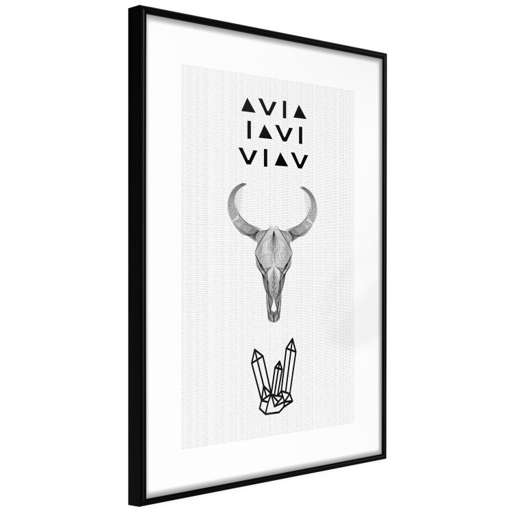 Wall Poster Animal Skull - black and white composition with texts and crystals 117334 additionalImage 10