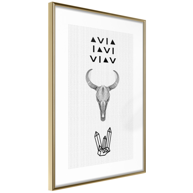 Wall Poster Animal Skull - black and white composition with texts and crystals 117334 additionalImage 12