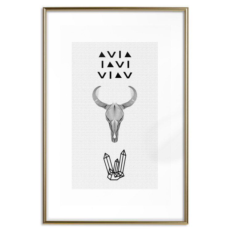 Wall Poster Animal Skull - black and white composition with texts and crystals 117334 additionalImage 14