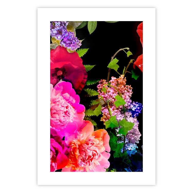 Wall Poster Land of Flowers - colorful composition with a floral motif on a black background 118334 additionalImage 25