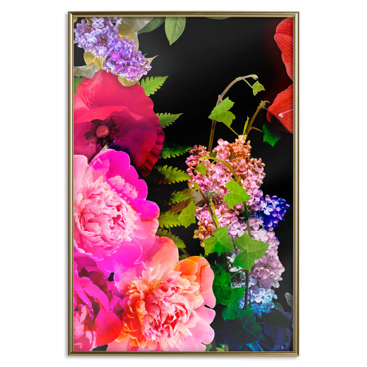 Wall Poster Land of Flowers - colorful composition with a floral motif on a black background 118334 additionalImage 16