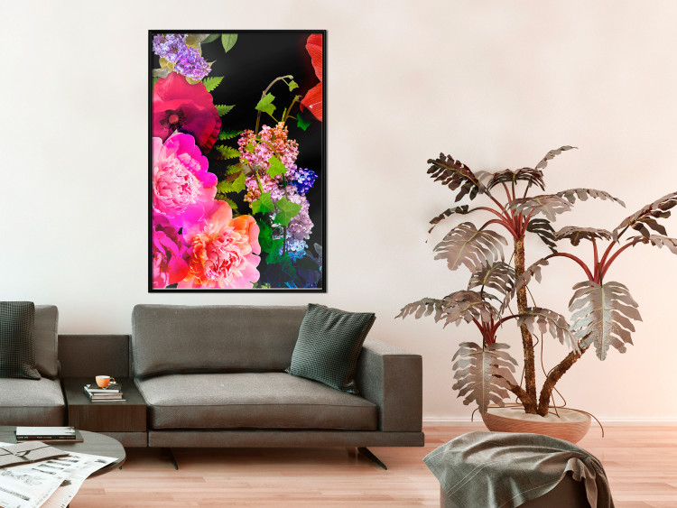 Wall Poster Land of Flowers - colorful composition with a floral motif on a black background 118334 additionalImage 3