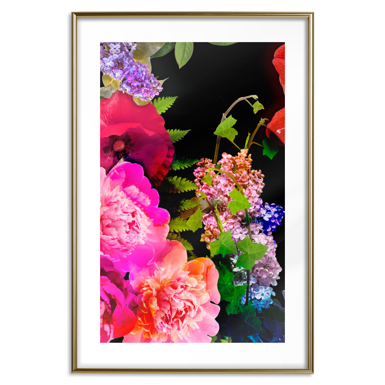 Wall Poster Land of Flowers - colorful composition with a floral motif on a black background 118334 additionalImage 14
