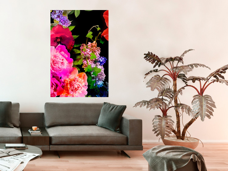 Wall Poster Land of Flowers - colorful composition with a floral motif on a black background 118334 additionalImage 23