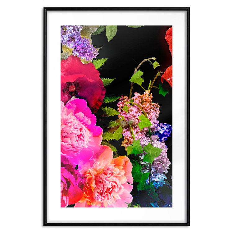 Wall Poster Land of Flowers - colorful composition with a floral motif on a black background 118334 additionalImage 17