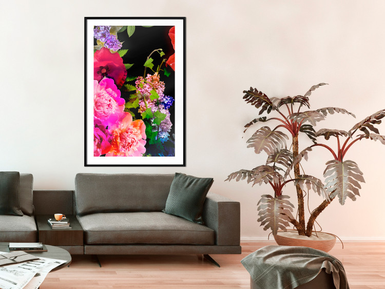 Wall Poster Land of Flowers - colorful composition with a floral motif on a black background 118334 additionalImage 6