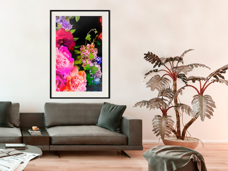 Wall Poster Land of Flowers - colorful composition with a floral motif on a black background 118334 additionalImage 22