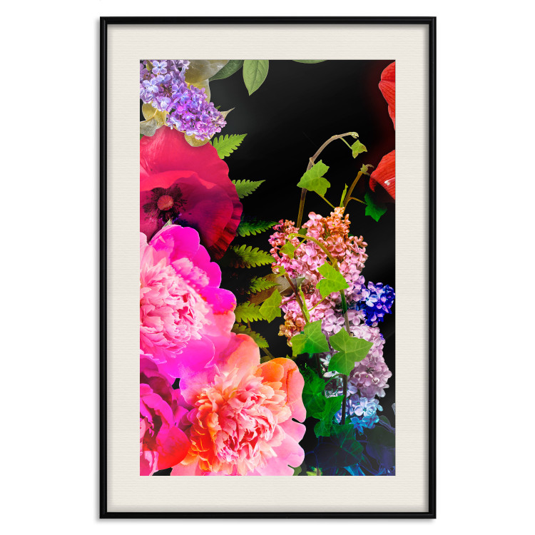 Wall Poster Land of Flowers - colorful composition with a floral motif on a black background 118334 additionalImage 18