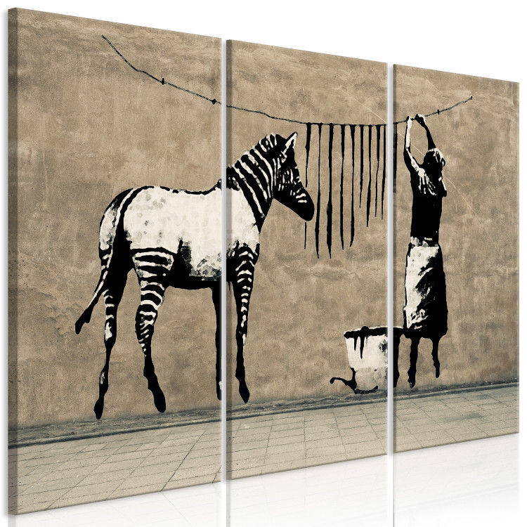 Canvas Print Banksy: Washing Zebra on Concrete (3 Parts) 118534 additionalImage 2