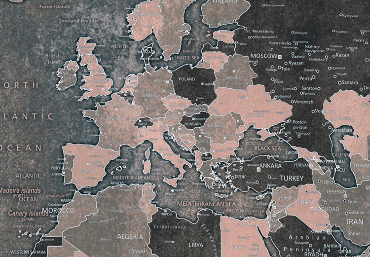 Canvas Art Print Vintage World Map (3 Parts) Grey 118934 additionalImage 5