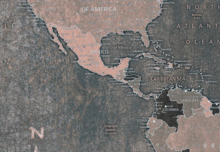 Canvas Art Print Vintage World Map (3 Parts) Grey 118934 additionalImage 4