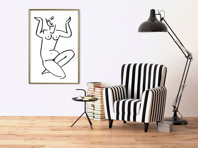 Wall Poster Uncertain Encouragement - black and white line art with the silhouette of a naked woman 119034 additionalImage 5