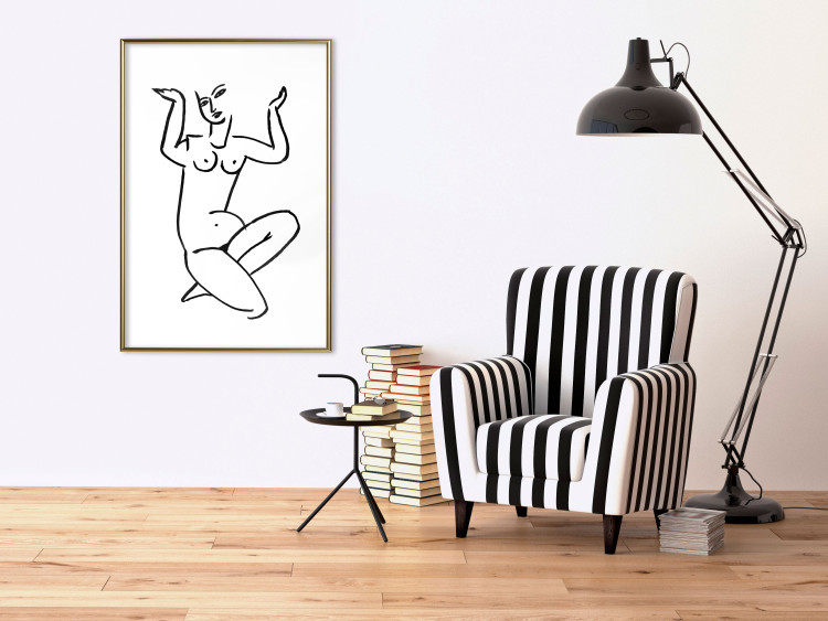Wall Poster Uncertain Encouragement - black and white line art with the silhouette of a naked woman 119034 additionalImage 13